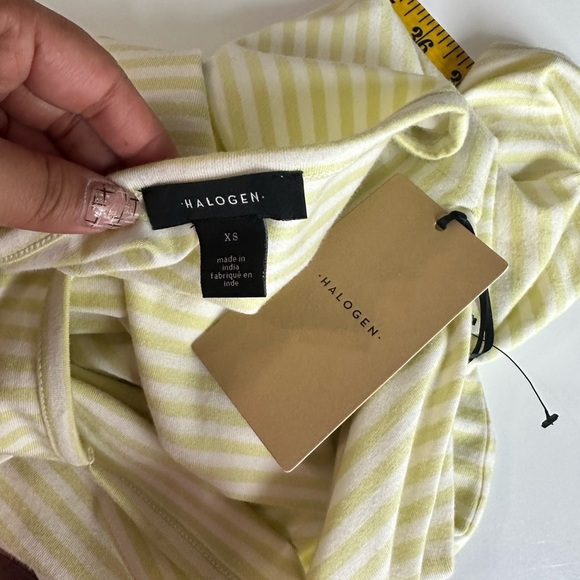 NWT Halogen Women’s Striped Print Square Neck Top Yellow & White Sz XS - Picture 4 of 12